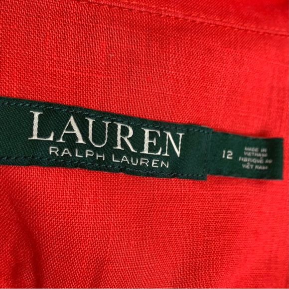 Lauren Ralph Lauren Red 100% Linen Blazer Jacket Sz 12 - Picture 4 of 6